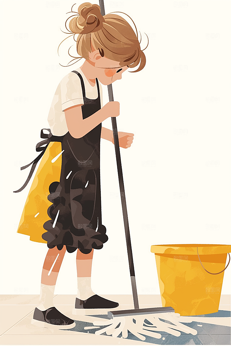 做家务人物整理插画