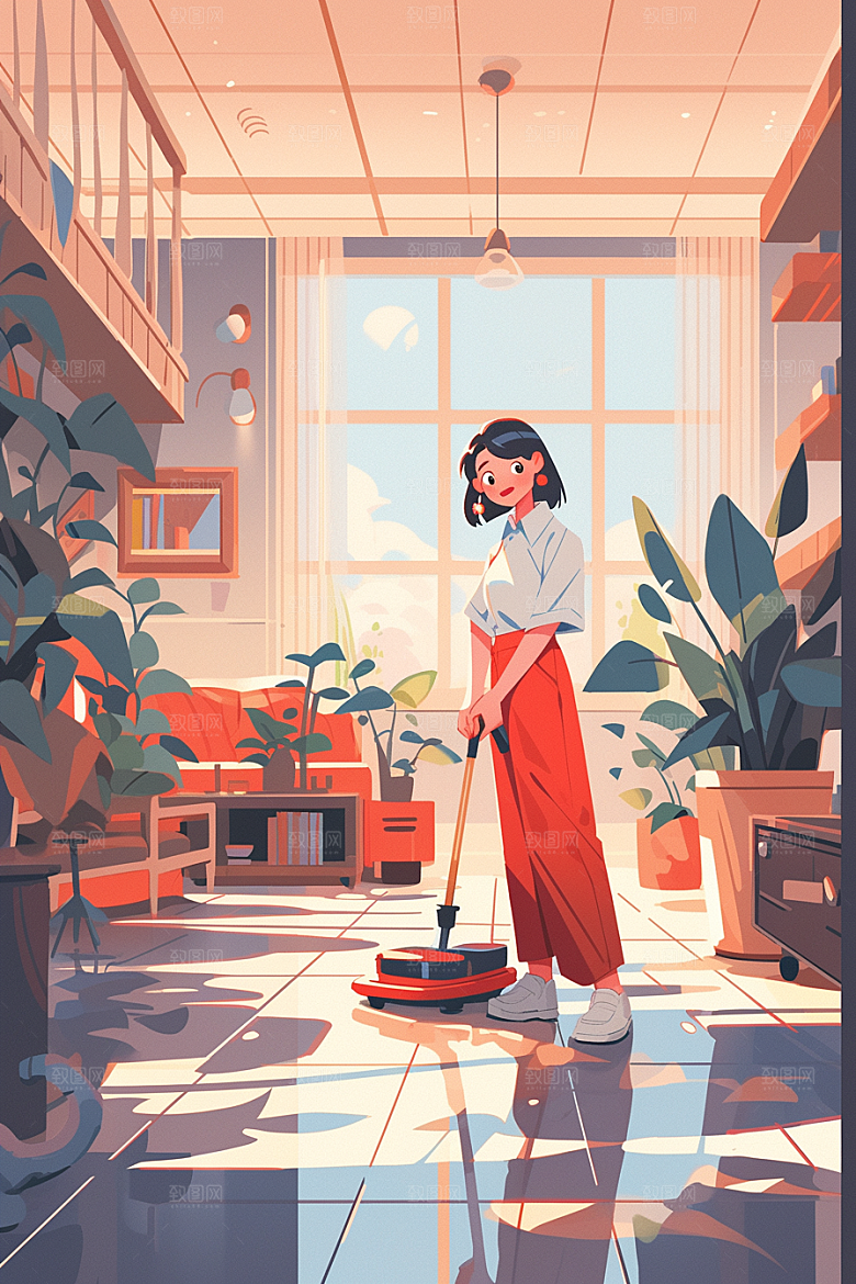做家务整理收纳插画