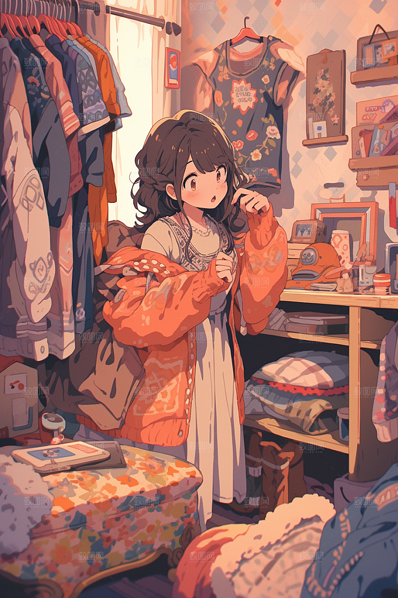 做家务日常人物插画