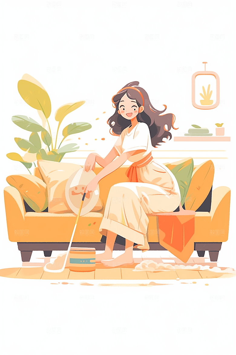 做家务整理保洁插画