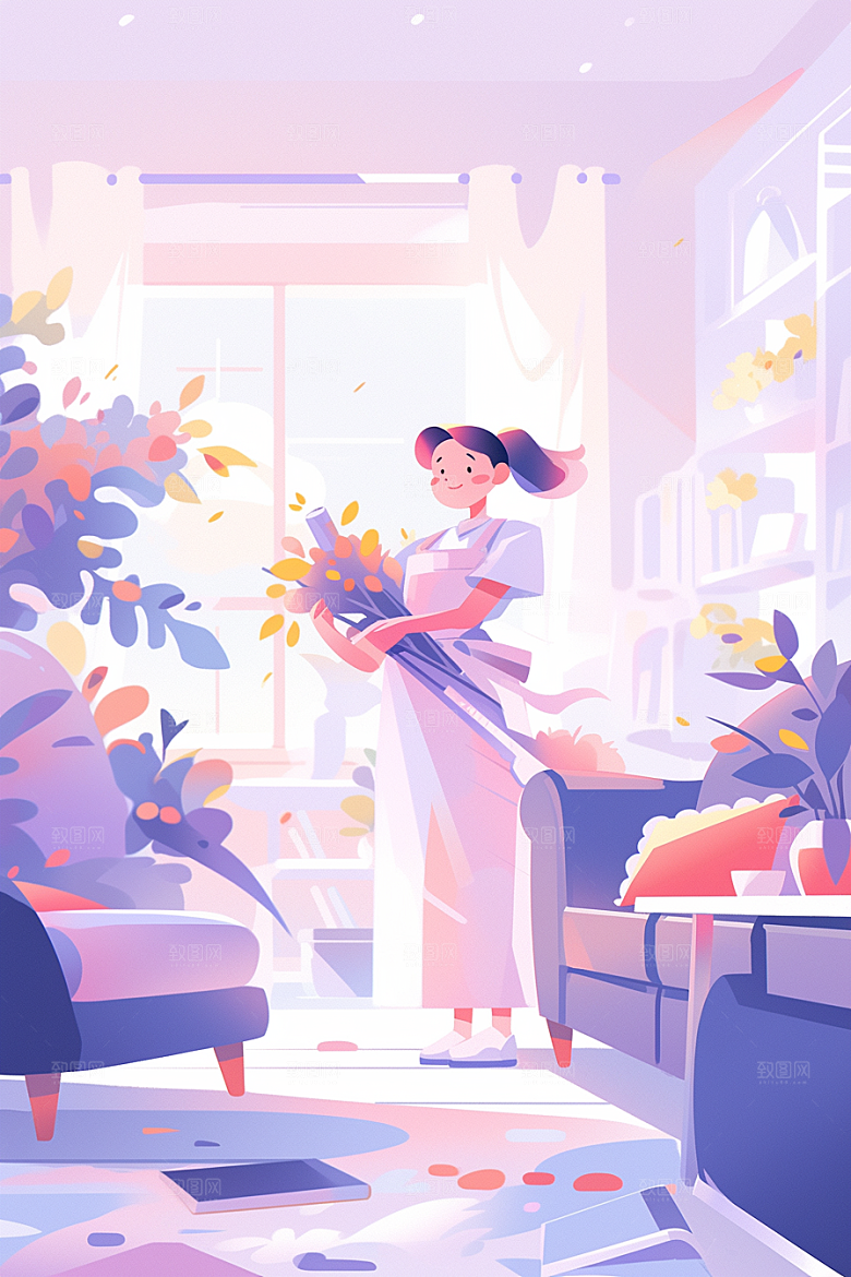 做家务家居生活收纳插画