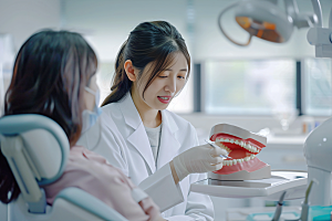 看牙医假牙模型牙科诊所场景