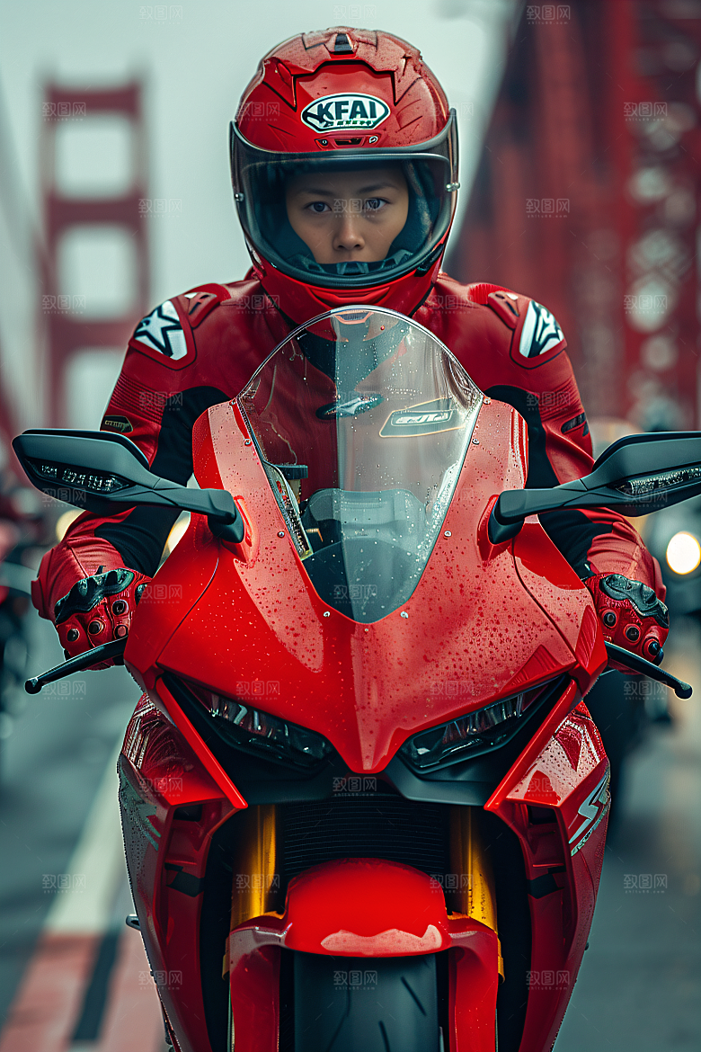 机车人物赛车公路摄影图