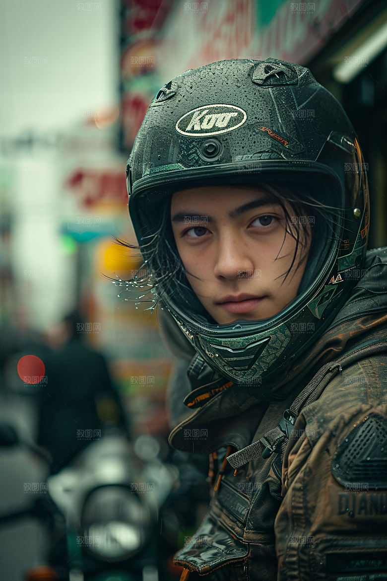 机车人物公路形象摄影图