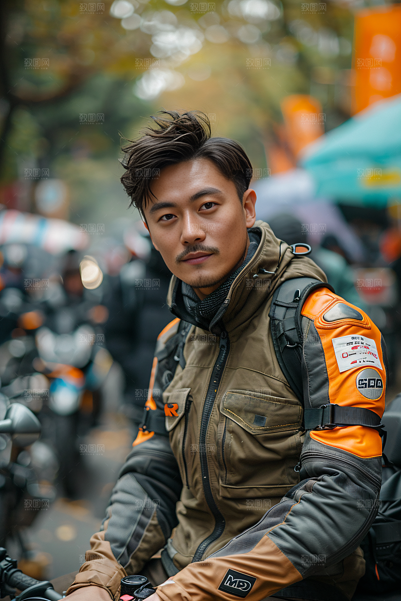 机车人物公路骑行摄影图