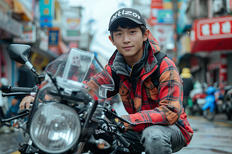 机车人物酷炫公路摄影图