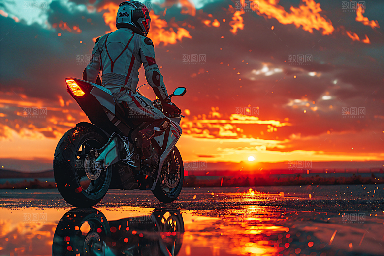 机车人物高清公路摄影图