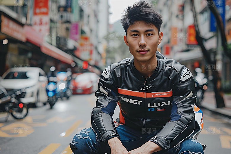 机车人物形象户外摄影图