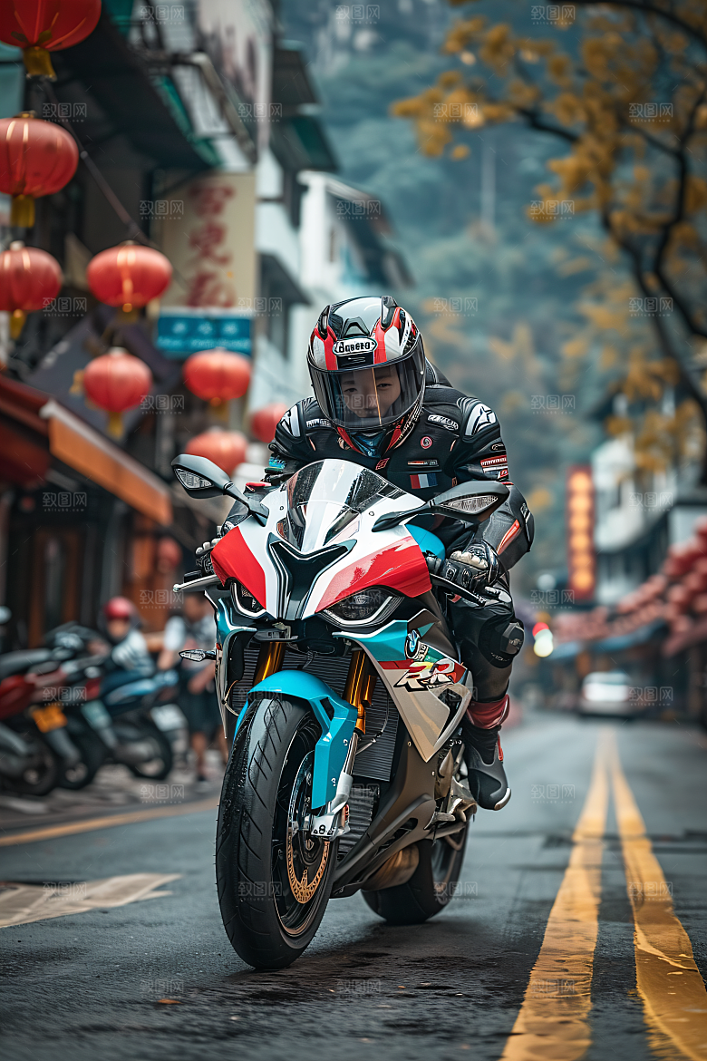 机车人物高清公路摄影图