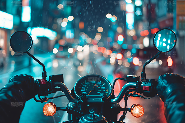 机车人物公路形象摄影图