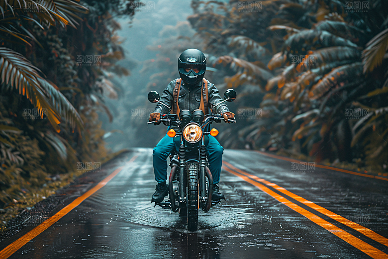 机车人物骑手公路摄影图