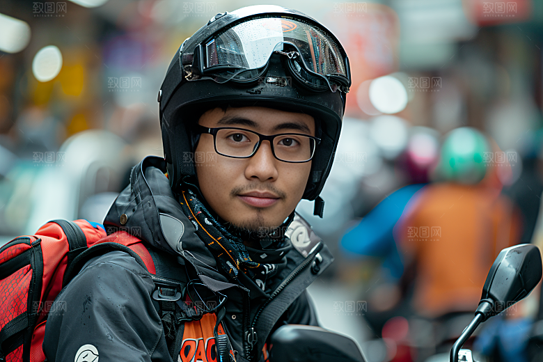 机车人物公路酷炫摄影图