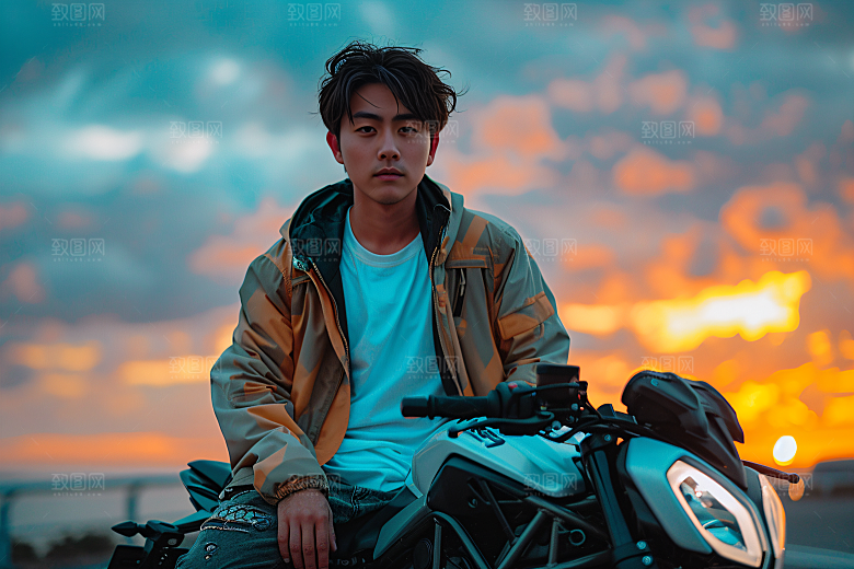 机车人物高清骑行摄影图