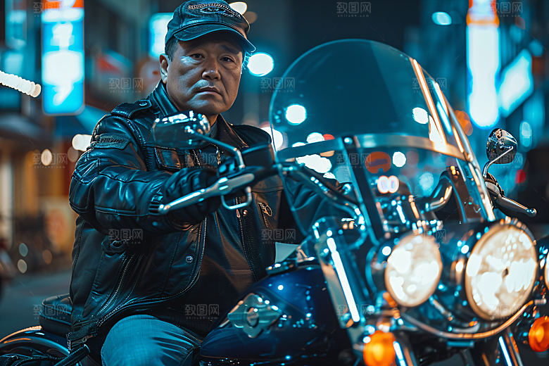 机车人物公路摩托车摄影图
