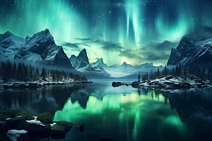 极光爆发自然冬天摄影图