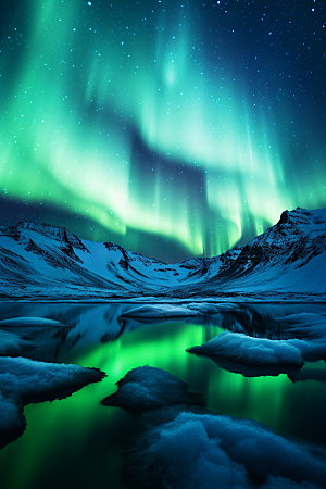 极光爆发北极光景观摄影图