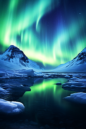 极光爆发北极光夜景摄影图