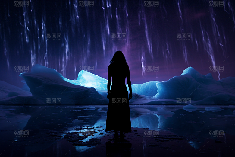 极光爆发唯美冬季摄影图