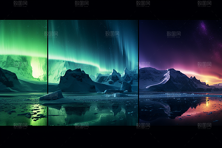 极光爆发浪漫欧若拉摄影图
