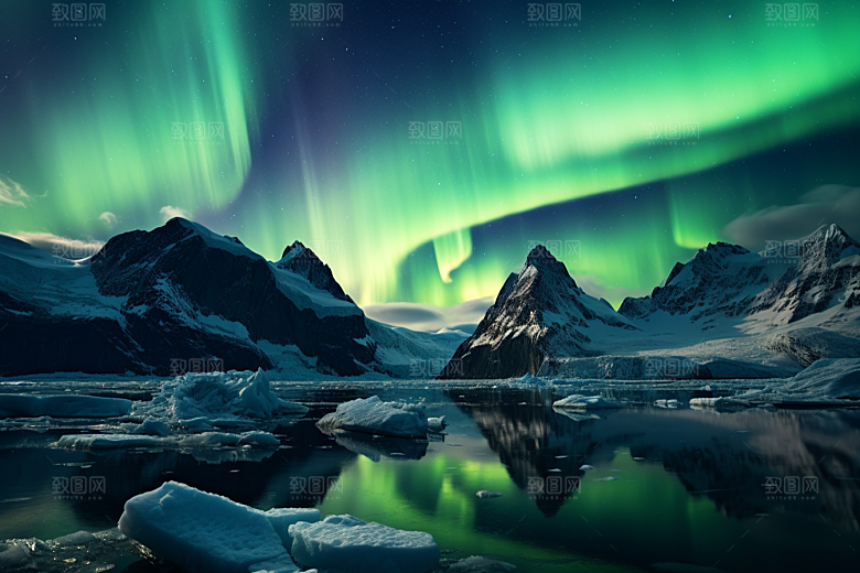 极光爆发冬季夜景摄影图