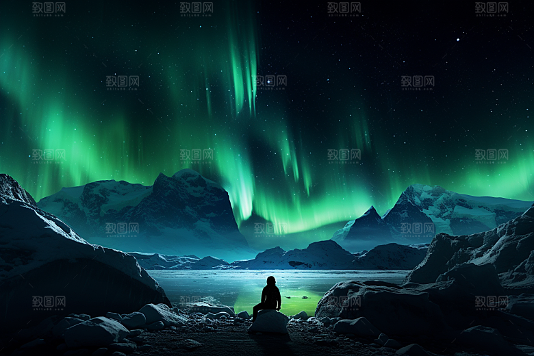 极光爆发景观风光摄影图