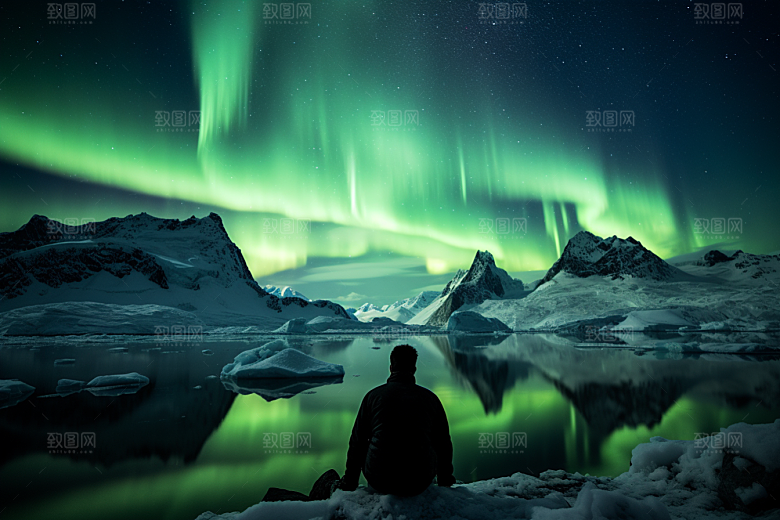 极光爆发夜景浪漫摄影图