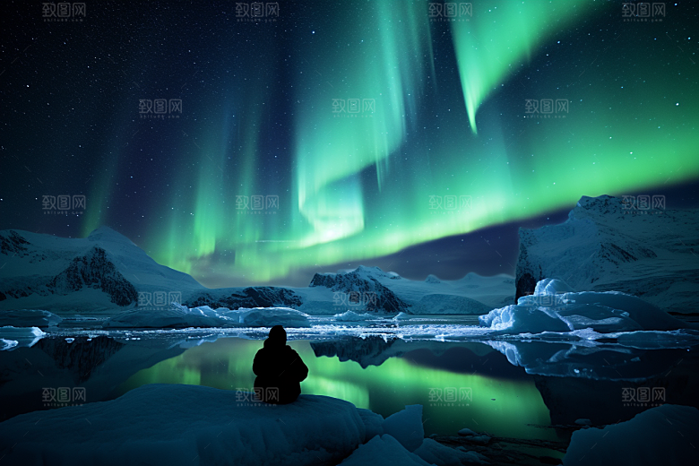 极光爆发夜景自然摄影图