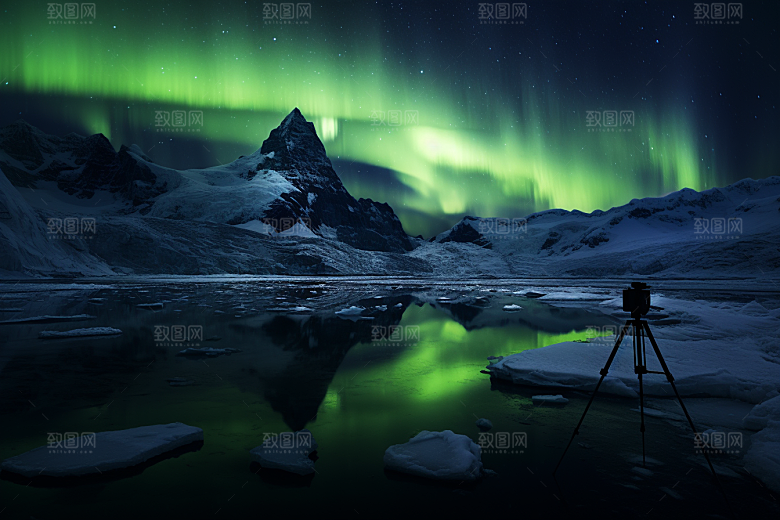 极光爆发夜景高清摄影图
