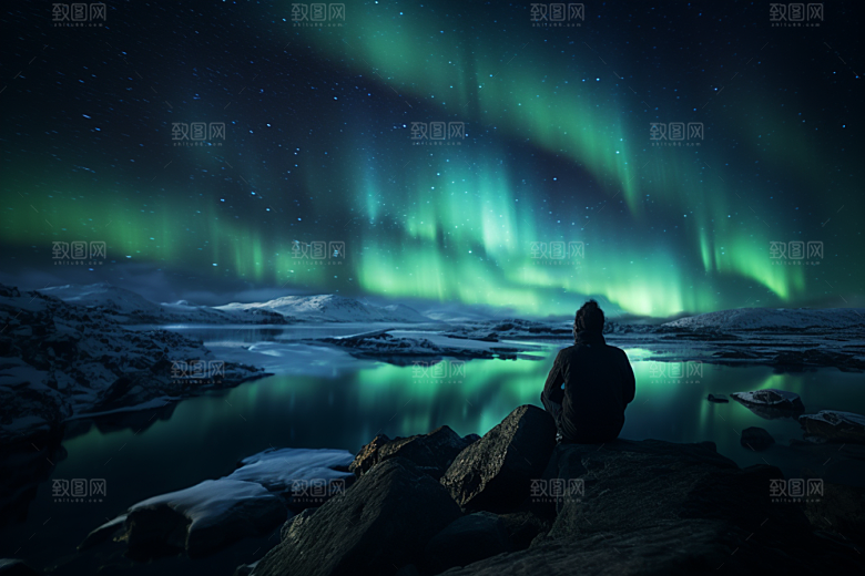 极光爆发高清夜景摄影图