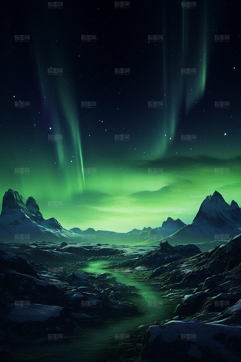 极光爆发高清夜景摄影图