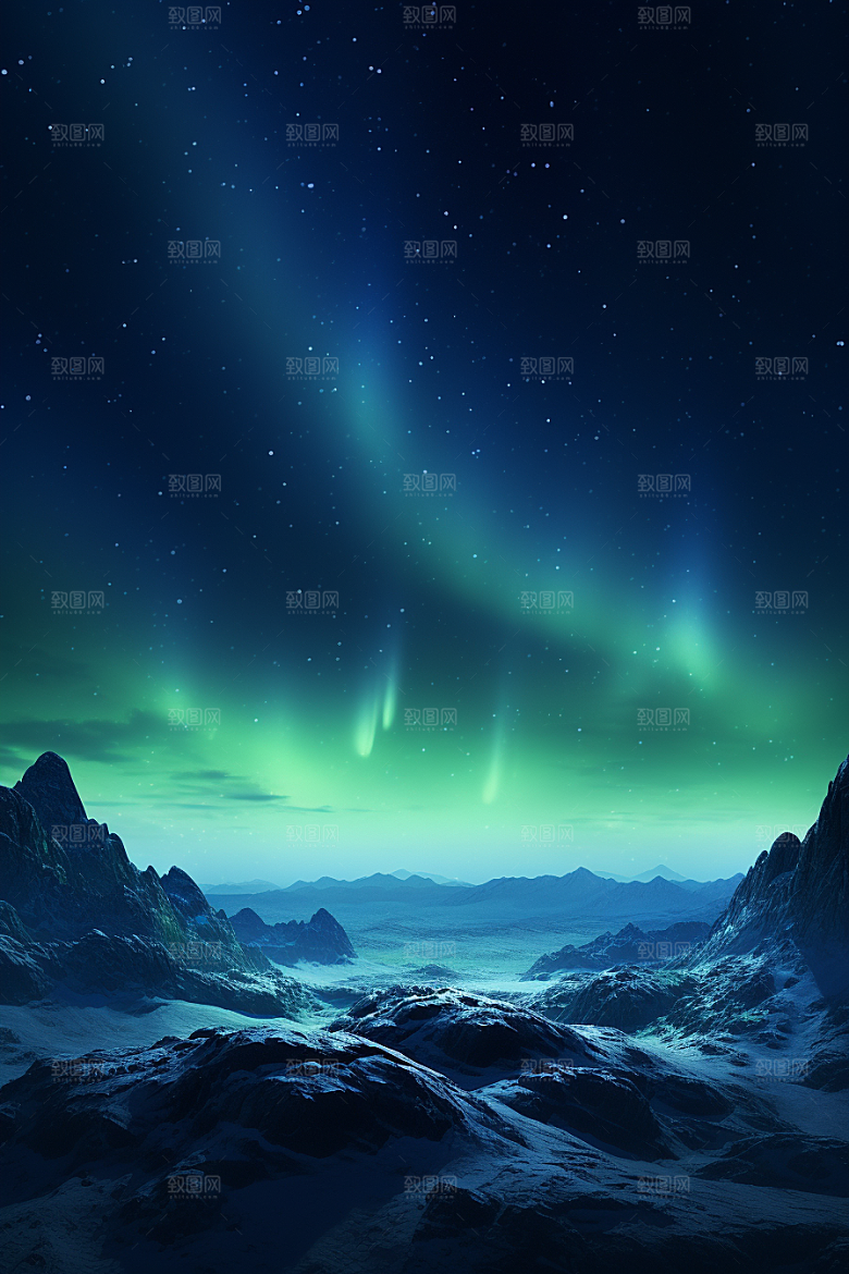 极光爆发欧若拉冰雪摄影图