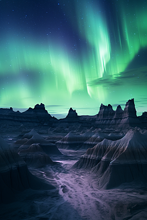 极光爆发冬季夜景摄影图