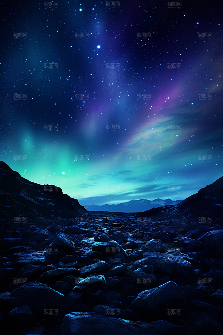 极光爆发极地夜景摄影图