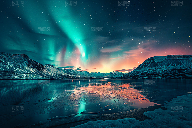 极光爆发景观夜景摄影图