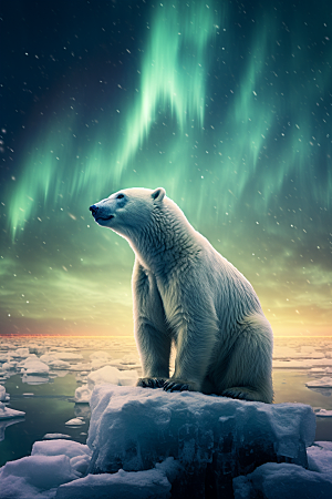 极光爆发北极光冬季摄影图