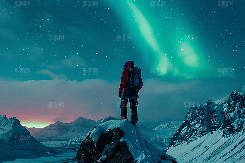 极光爆发冰雪极地摄影图