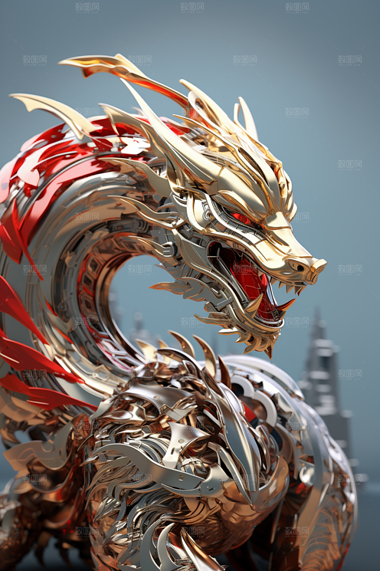 机甲金属龙霸气3D效果图