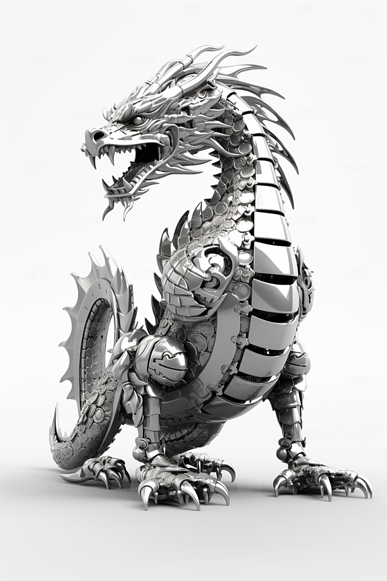机甲金属龙立体3D效果图