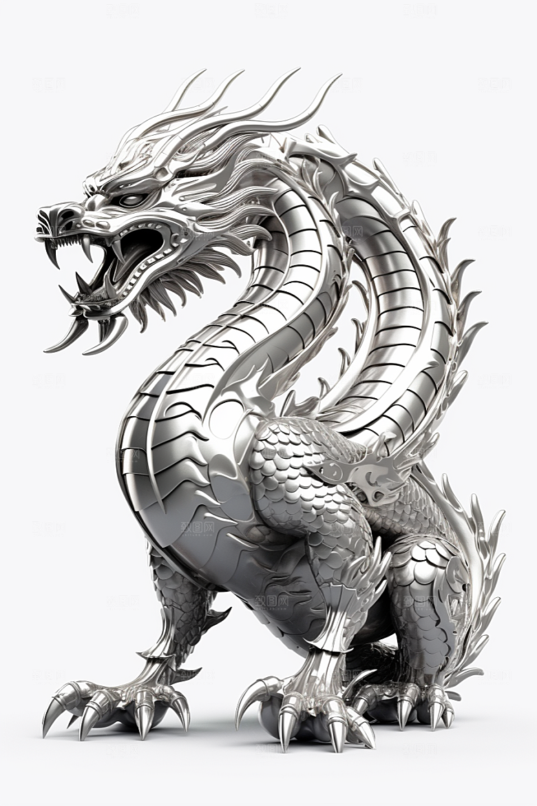 机甲金属龙3D模型效果图