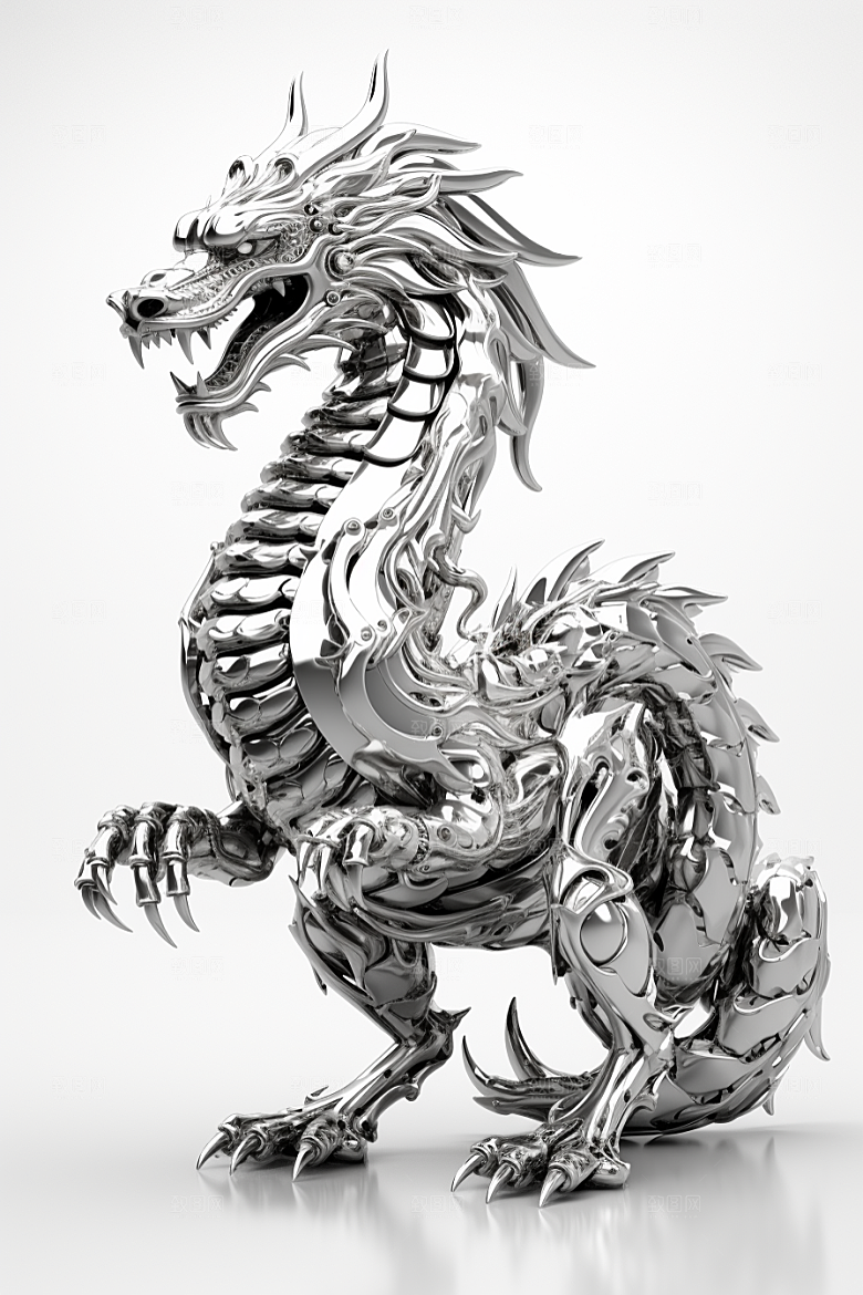 机甲金属龙立体质感效果图