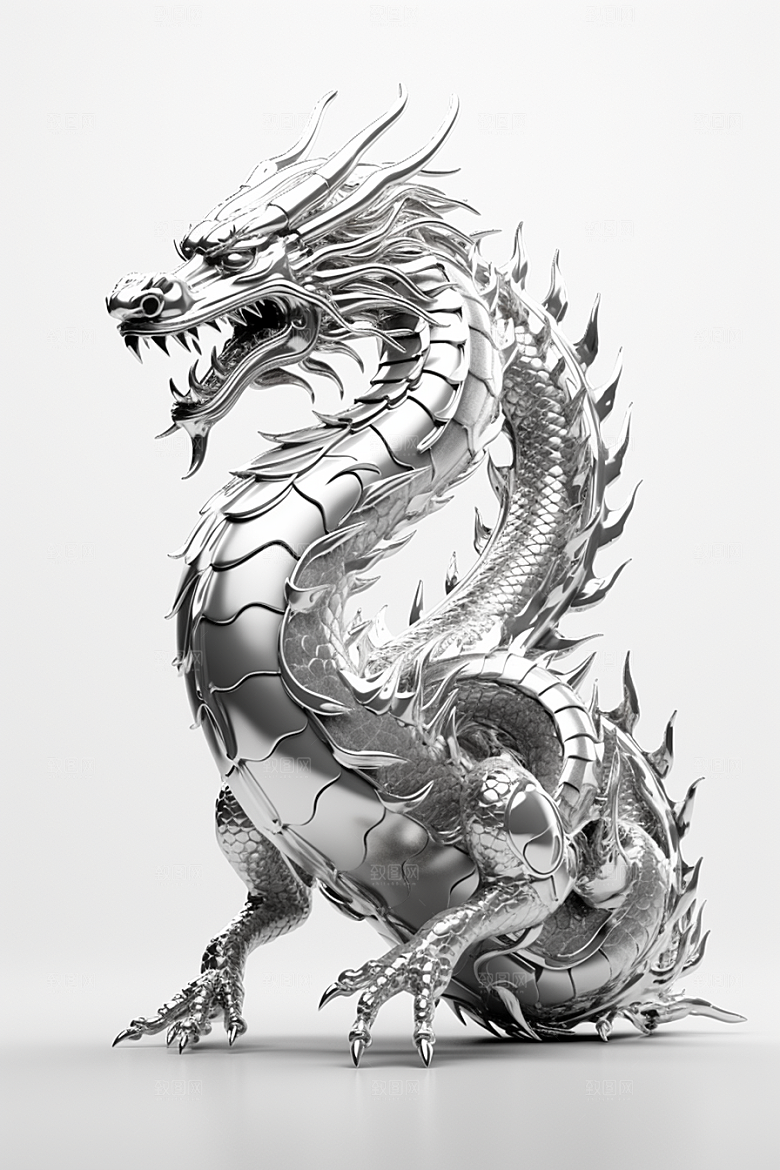 机甲金属龙模型3D效果图