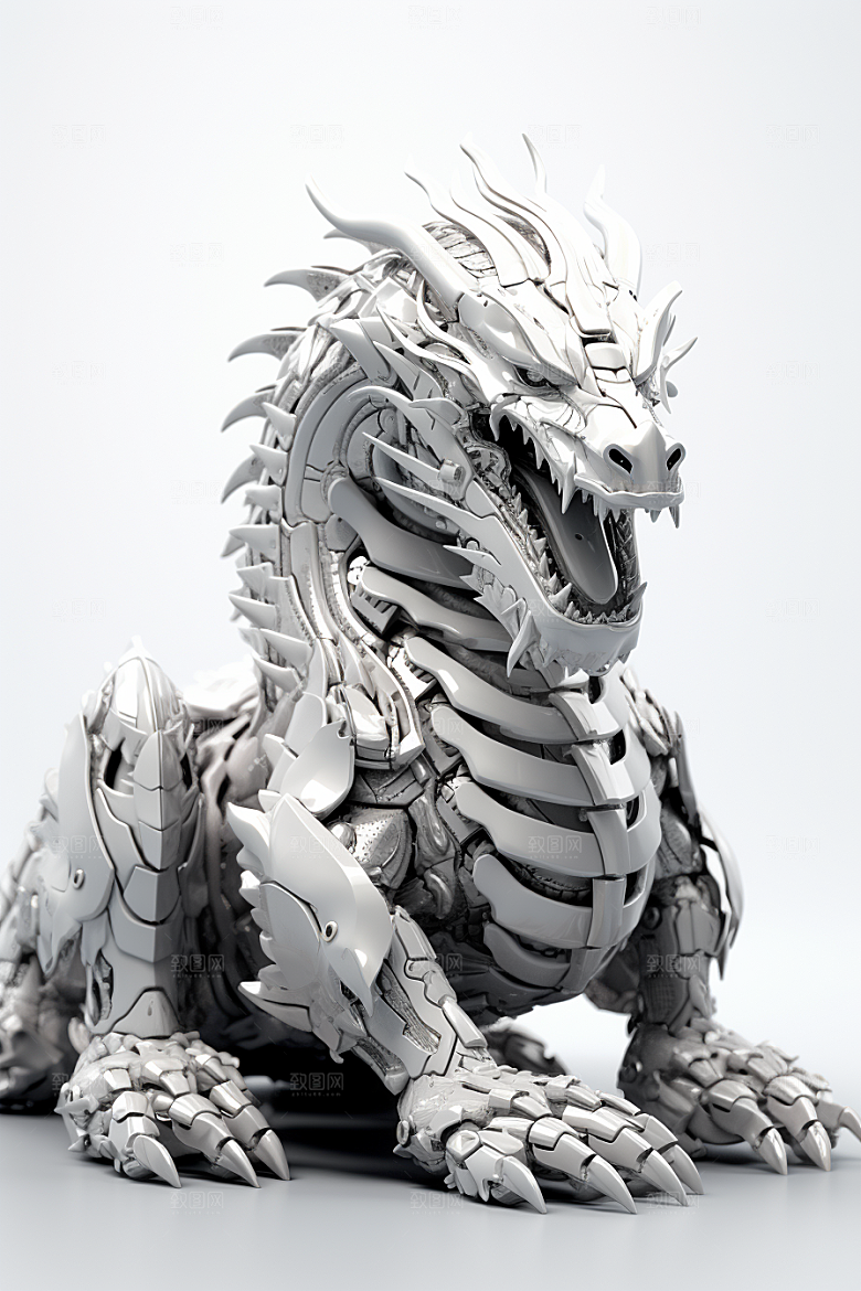 机甲金属龙3D质感效果图