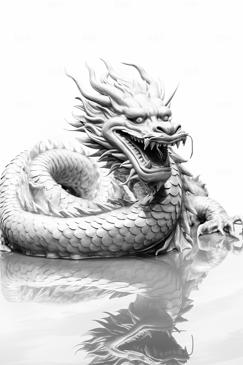 机甲金属龙质感光泽效果图