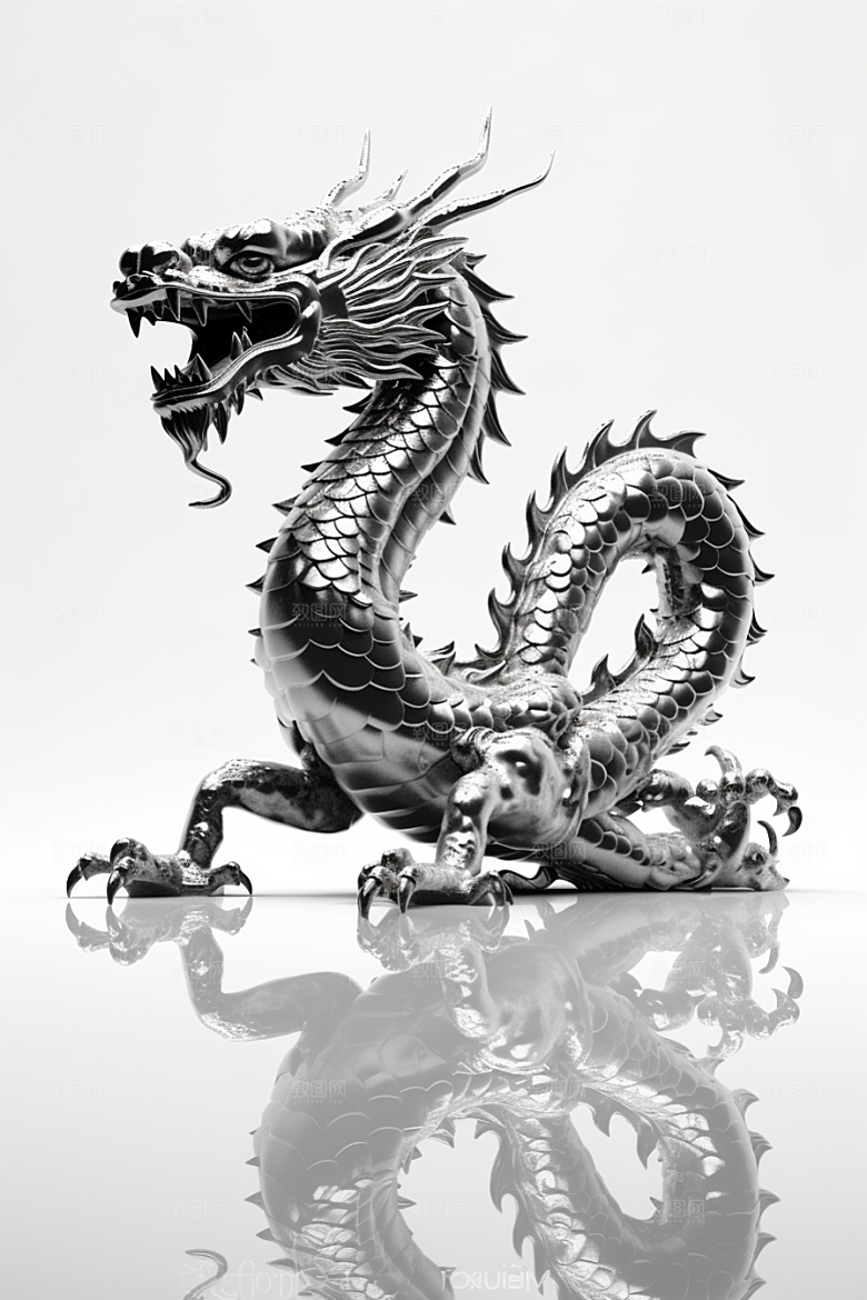 机甲金属龙龙年立体效果图