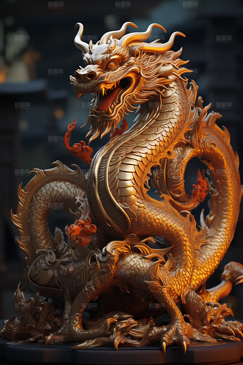 机甲金属龙龙年模型效果图