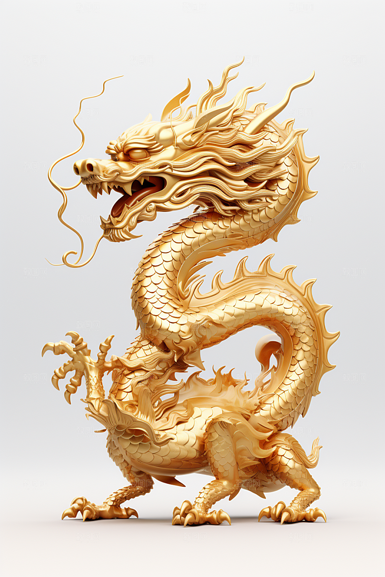 机甲金属龙3D光泽效果图