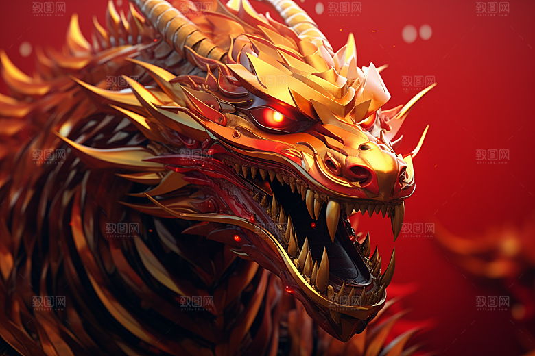 机甲金属龙新年3D效果图