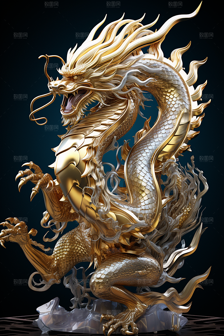 机甲金属龙春节模型效果图