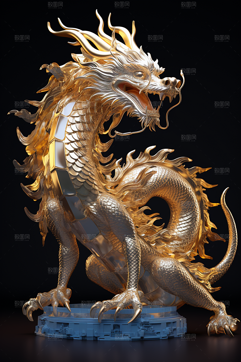 机甲金属龙新年3D效果图
