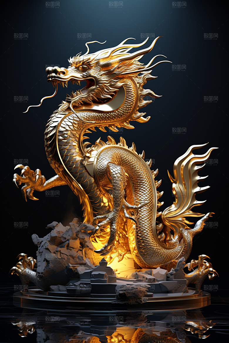 机甲金属龙龙年春节效果图